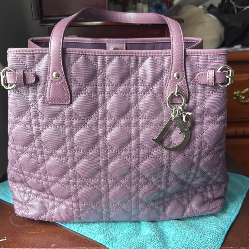 Christian Dior Panarea   Purple Quilted Handbag